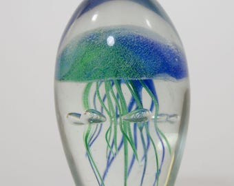 Hand Blown Glass Jellyfish Paper Weight | Decorative Ornament