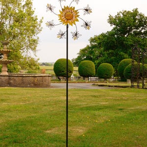 Hand-Painted Daisy and Bees Wind Spinner: Metal Garden Decoration image 5
