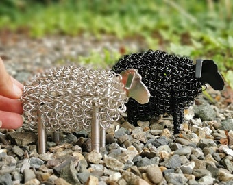 Twisted Wire Sheep, Black or Silver, Mini Farm Animals Decoration, Indoor or Out Ornaments, Countryside, Farmer Gift, Cute Unique Gift Idea