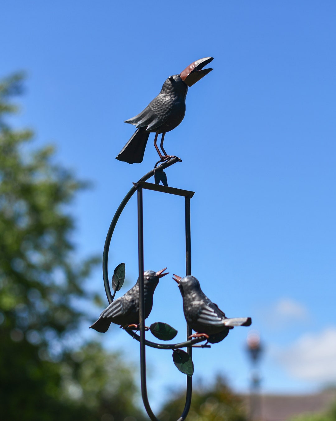 Hand-painted Metal Blackbird Garden Spike: Rocking Bird Sculpture - Etsy
