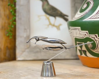 Recycled Metal Spoon Bird Ornament: Upcycled Home Decor Sculpture