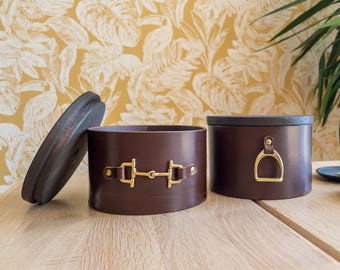 Equestrian Leather Box | Snaffle Bit or Stirrup Detail | Horse Lover Gift | English Style Home Accent