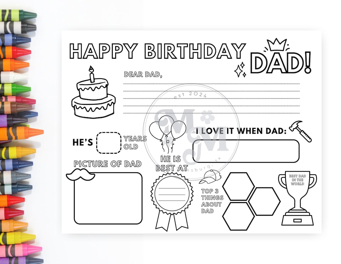 Happy Birthday Dad Coloring | Dad’s Birthday Printable | All About Dad ...