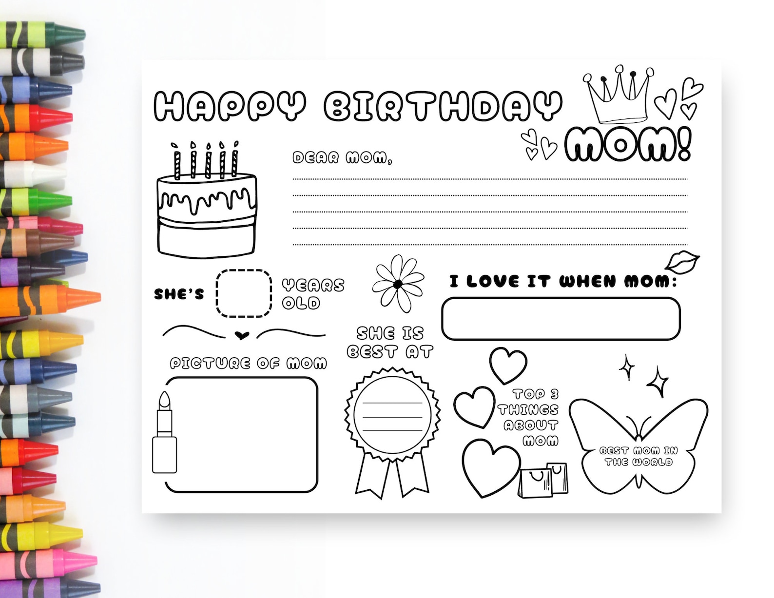 Happy Birthday Mom Coloring | Mom’s Birthday Printable | All About Mom ...