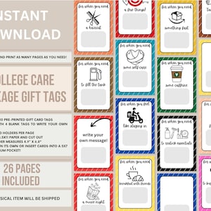 College Survival Kit | Gift Tags | Printable Instant Download | Student Gift Tag | Gift Card Holder | Graduation Gift