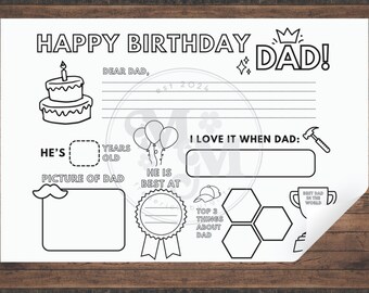 Happy Birthday Dad Coloring | Dad’s Birthday Printable | All About Dad