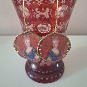Baroque style earrings-large dangle earrings-Baroque portrait earrings-handmade