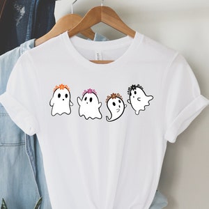 Halloween T-Shirt, Ghost Shirt, Flower Ghost Shirt, Retro Halloween Bella+Canva Shirt, Halloween Shirt, Halloween Ghost Tee, Spooky Season