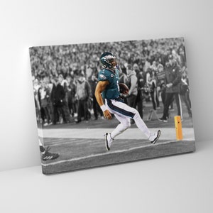 Jalen Hurts Touchdown Against the Giants in NFC Divisional Playoffs! Philadelphia Eagles Jalen Hurts Mounted Canvas - Ready to Hang