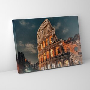 Colosseum in Rome At Night Mounted Canvas - Ready to Hang - Premium Posters - Office Wall Decor - Gift