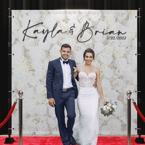 Printed Wedding Photo White Roses Backdrop - Stand Included  |  Wedding Backdrop  |  Wedding Signs | Wedding Indoor Backdrop