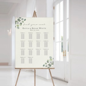 Printed Wedding Reception Seating Chart Foamboard Sign |  Wedding Reception Seating Chart Sign |  Wedding Reception Seating Chart Sign Board