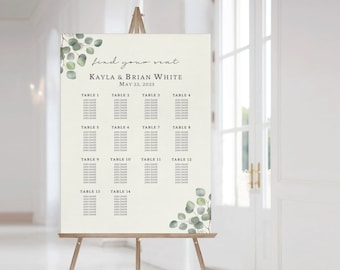 Printed Wedding Seating Chart Foamboard Sign | USA Made