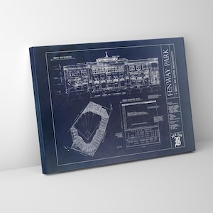 Fenway Stadium Blueprint 1912 | Boston Red Sox | Boston Massachusetts |  Mounted Print Canvas | Ready to Hang | Premium Poster | Wall Decor