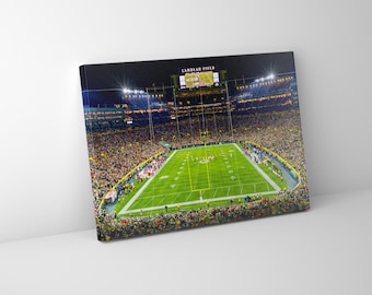 Lambeau Field at Night | Green Bay Wisconsin | Mounted Canvas | Ready to Hang