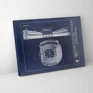 Sanford Stadium Blueprint | University of Georgia Bulldogs National Champion | Athen GA | Mounted Canvas - Ready to Hang