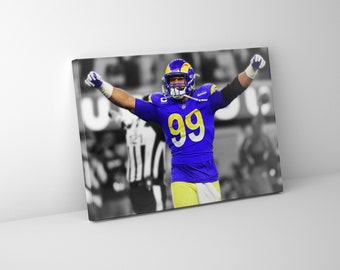 RAMS Superbowl LVI Champs!  LA Rams Aaron Donald Mounted Canvas