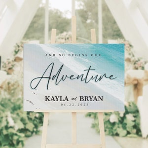 Printed Wedding Foamboard Sign |  And So Begins our Adventure Wedding Sign |  Wedding Sign Board  |  Wedding Signs | Wedding Outdoor Sign