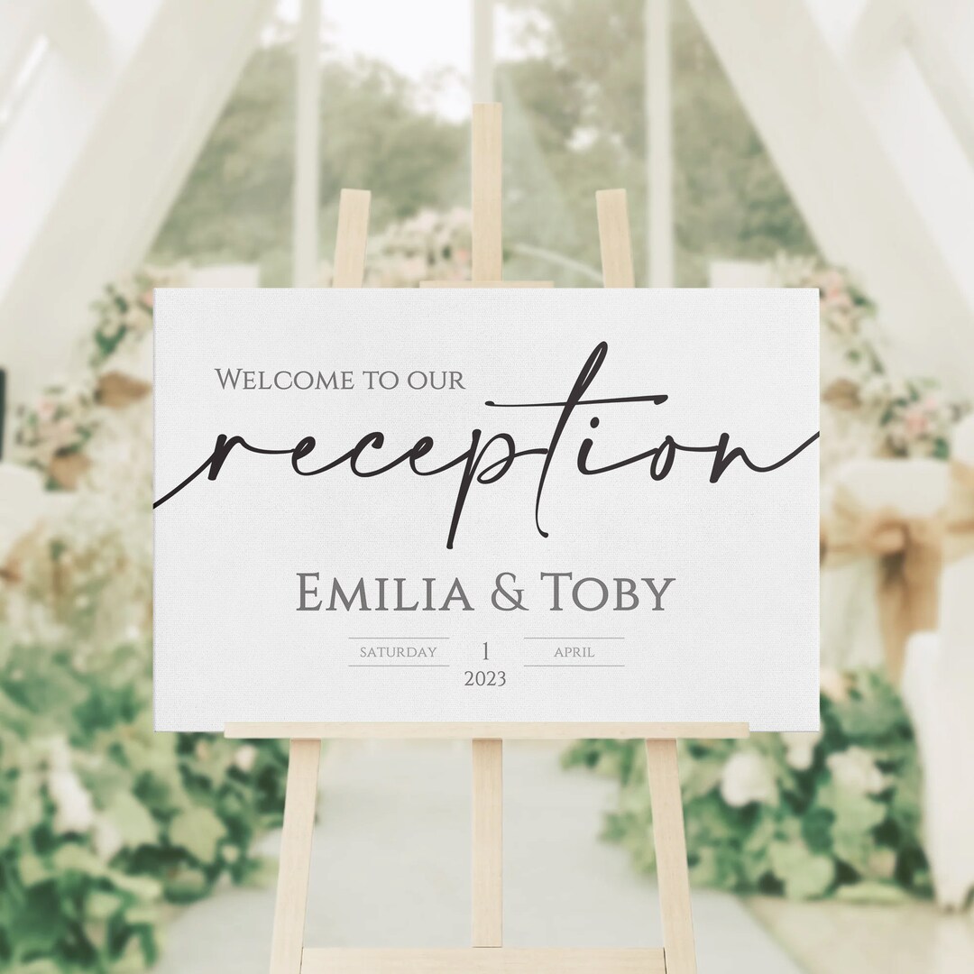 Welcome Modern Script Modern Script Wedding Reception Welcome Sign: Printed Foam Board - Etsy