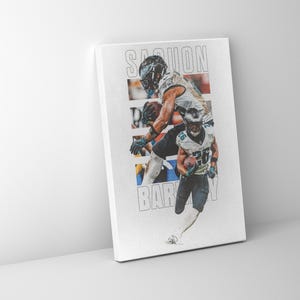 Saquon Barkley #26 Philadelphia Eagles Super Bowl LIX Champ Running Back Mounted Canvas - Ready to Hang