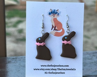 Chocolate Bunny Earrings | Chocolate Rabbit Earrings | Chocolate Earrings | Easter Earrings | Cute Earrings | Food Jewelry