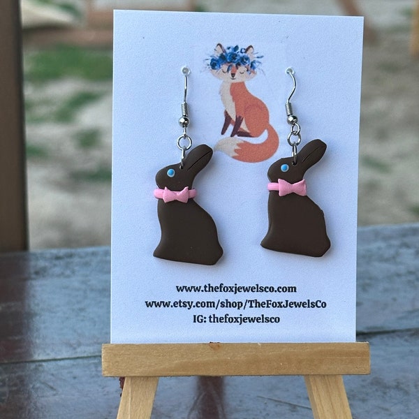 Chocolate Bunny Earrings | Chocolate Rabbit Earrings | Chocolate Earrings | Easter Earrings | Cute Earrings | Food Jewelry