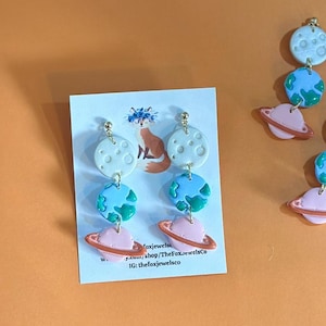 Back to School | Teacher Earrings | Teacher Appreciation Gifts | Science Teacher | Solar System | Astronomy | Earth Earrings | Clay Earrings
