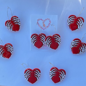 Skeleton Heart Clay Earrings