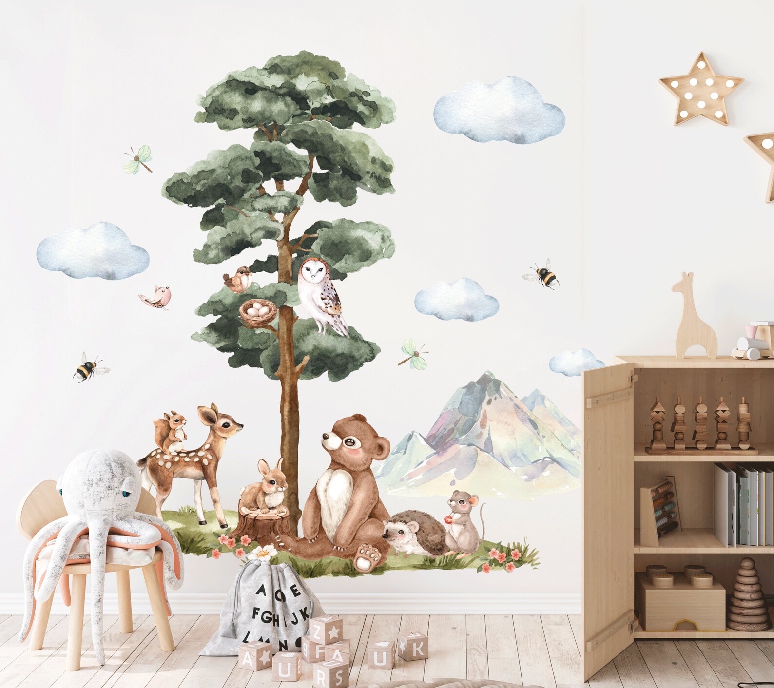 Forest Animals Watercolor Wall Decal Kids Room Forest Wall Decor ...