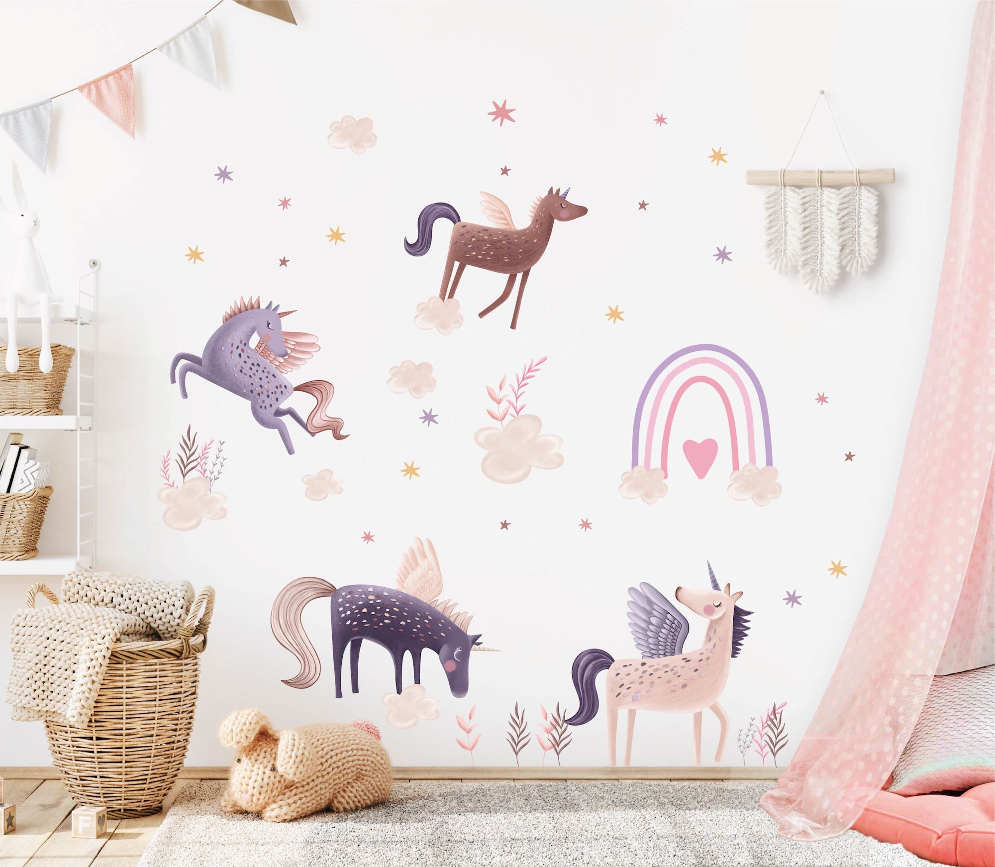 Pegasus Unicorn Animal Wall Sticker Nursery Decal Baby Home Kids Decor Art  DIY