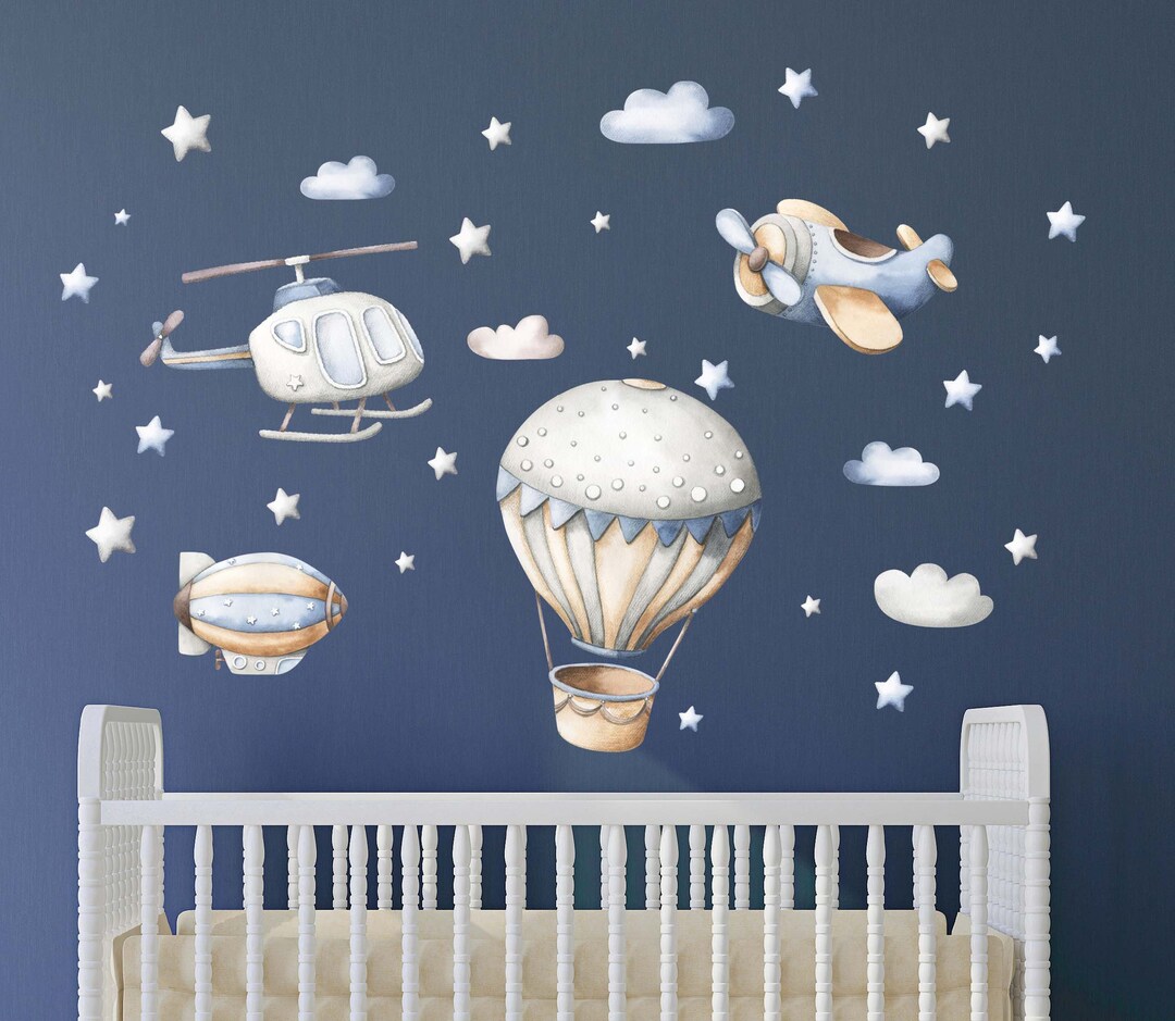 Hot Air Balloons Wall Decal Watercolor Kids Room Decor | Deer Wall ...