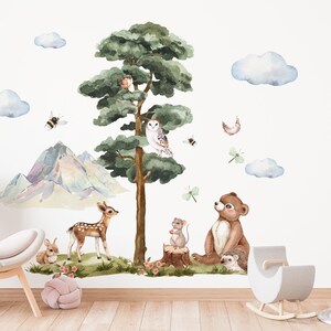 Forest Animals Watercolor Wall Decal Kids Room Forest Wall Decor ...