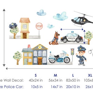 Watercolor Police Wall Decal, City Police Wall Stickers Art Decor for ...