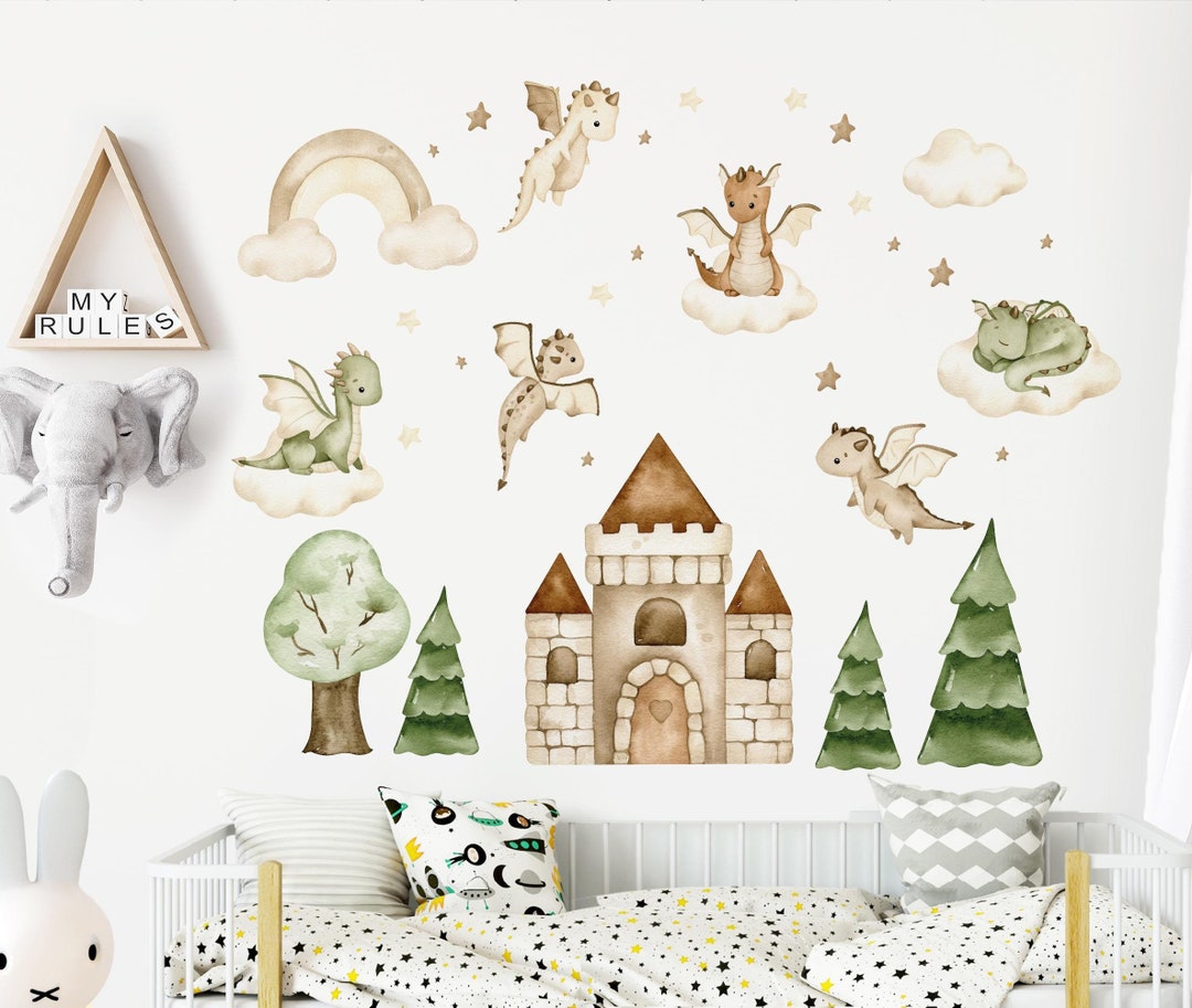 Dragon Wall Decal Stickers, Dragon Wall Art Decor Print, Cute ...