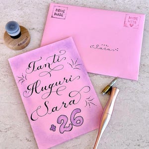 Biglietto in calligrafia con busta fatta a mano