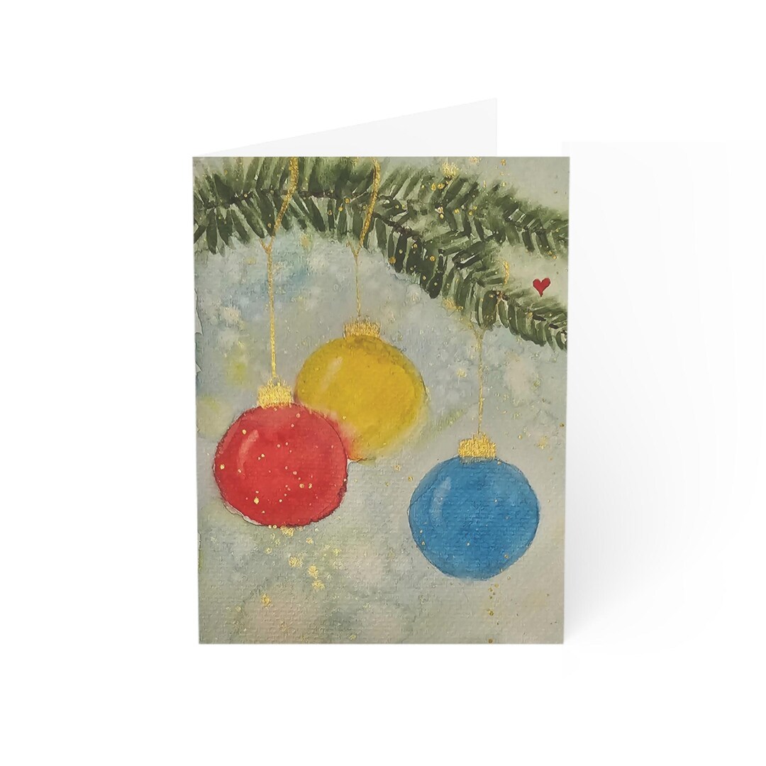 Hand Painted Watercolor Christmas Ornaments Greeting Cards - Etsy