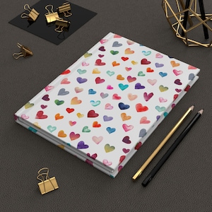 Hardcover Matte Journal, Hearts Journal, Heart Covered Journal, Gratitude Journal, Teen Journal, Teen Diary, Writing Journal, Birthday Gift