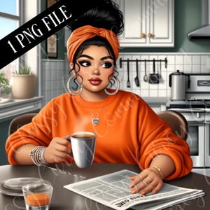 Café naranja por la mañana / PNG