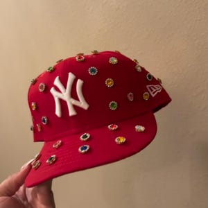 Red Bling Custom New York Cap | Yankees |Custom Hat | Blinged Out