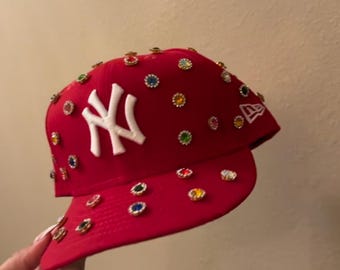 Red Bling Custom New York Cap | Yankees |custom Hat  display picture 3