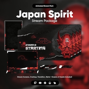 Japan Spirit Twitch Overlays Pack (ANIMATED) For OBS Studio & Streamlabs