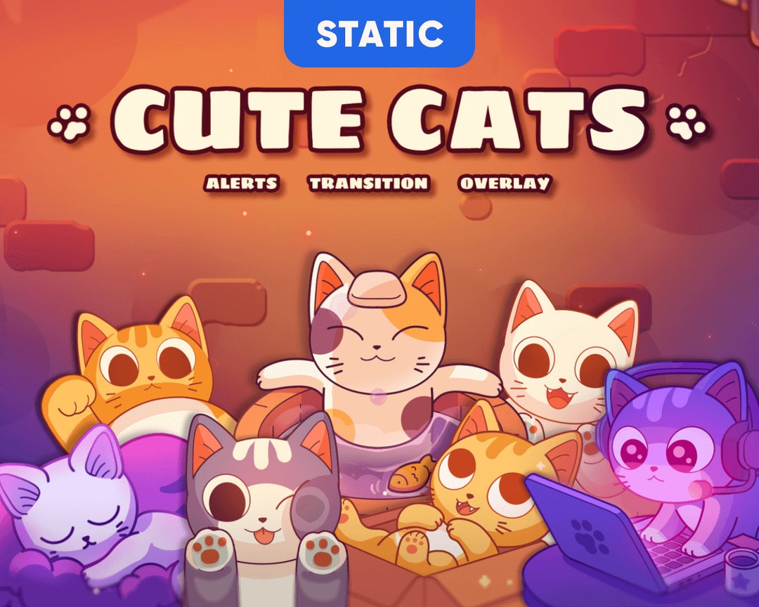 Cute Cats Twitch Overlays Pack STATIC for OBS Studio & Streamlabs ...