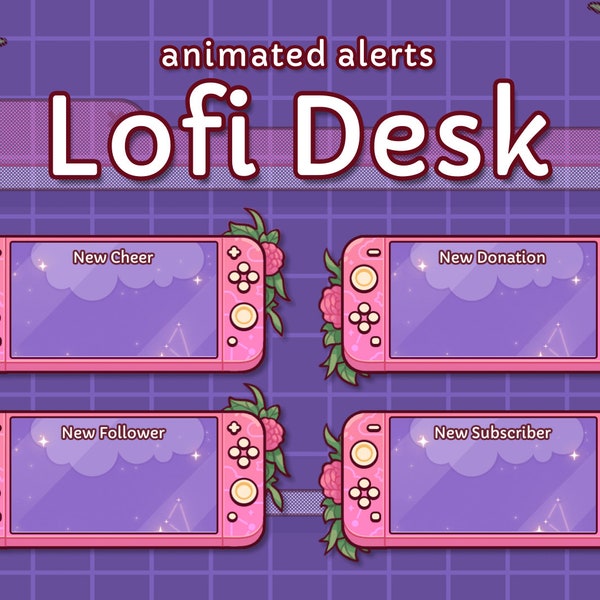 Cozy Lofi Desk Twitch Alerts for OBS Studio & Streamlabs. Youtube and Facebook Supported