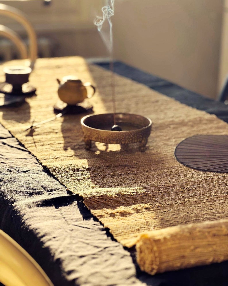 2.15m Long Natural Fibre Chabu Table Runner for Gongfu Tea Ceremony