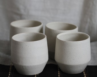 Cacao Cups, Tea Cups. Tea Bowl. Ivory Stoneware Cup. Handmade Pottery