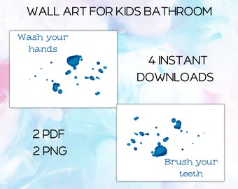 Kids Bathroom Wall Art- wash your hands, brush your teeth