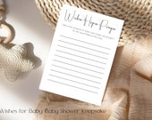 Wishes for Baby, Baby Shower Keepsake, Gender Neutral, Minimalist Shower Theme