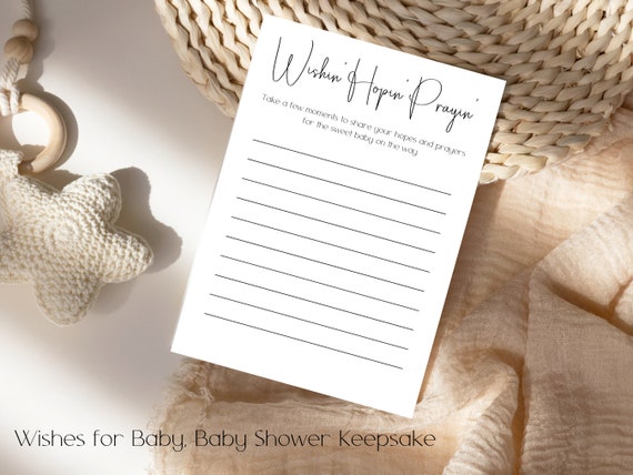 Wishes for Baby, Baby Shower Keepsake, Gender Neutral, Minimalist Shower Theme