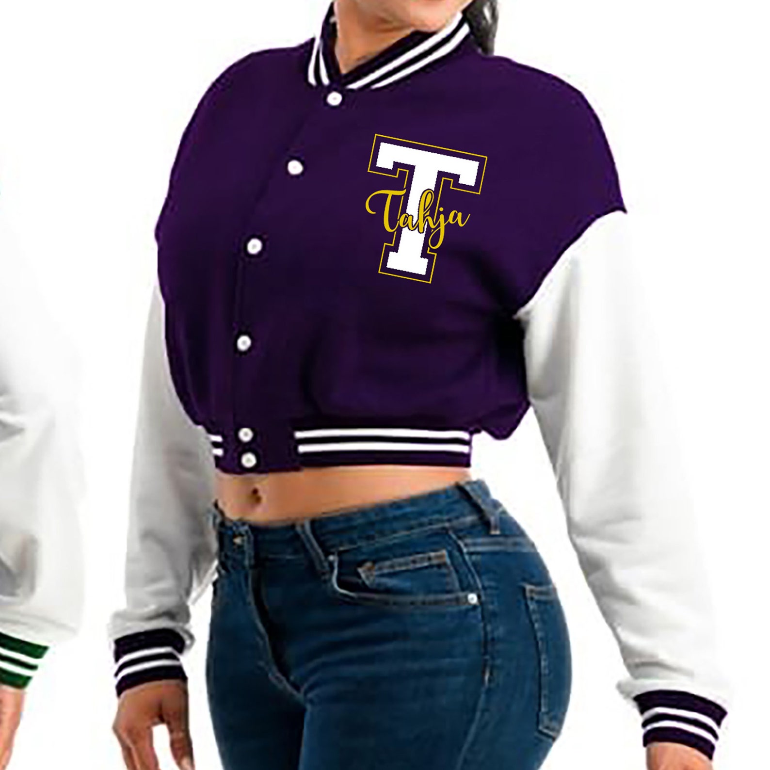 Personalized Cropped Varsity Letter Jacket With Design on Etsy