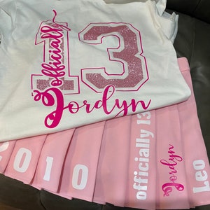 Personalized Birthday, Official Teenager Outfit - Short Sleeve T-shirt, Long sleeve T-shirt, Sweatshirt or Hoodie - Skirt also available